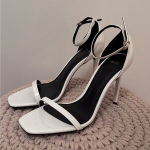 Mango White Strappy Heels